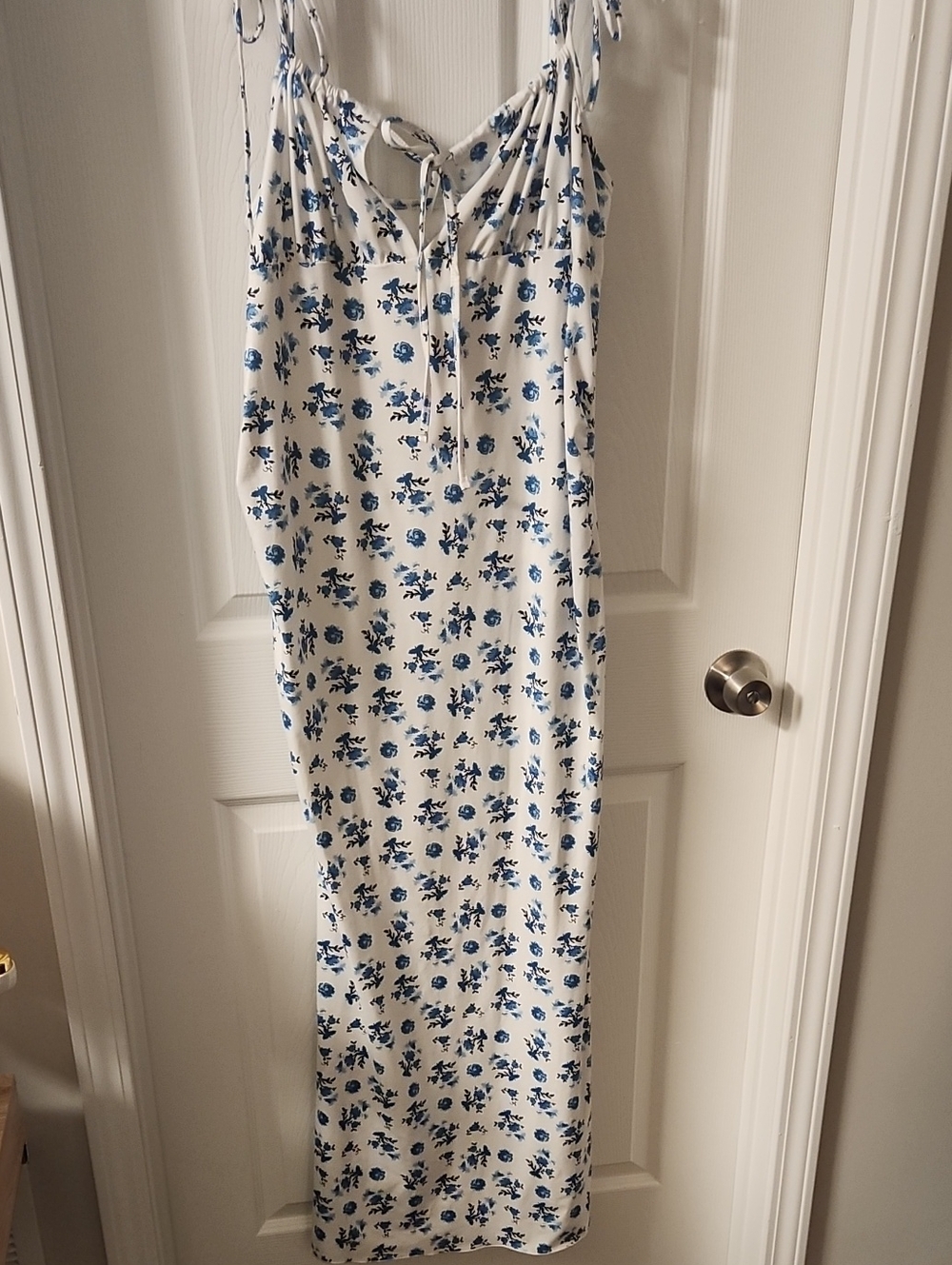 SHEIN White/blue floral maxi